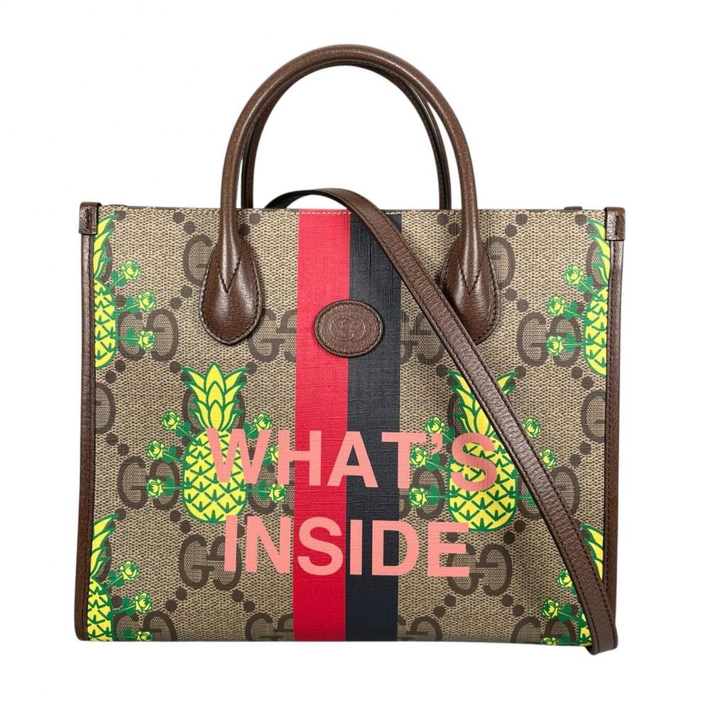 GUCCI Gucci Jumbo GG Pineapple 659983 Handbag Leather Brown Women's 2-Way Sho...